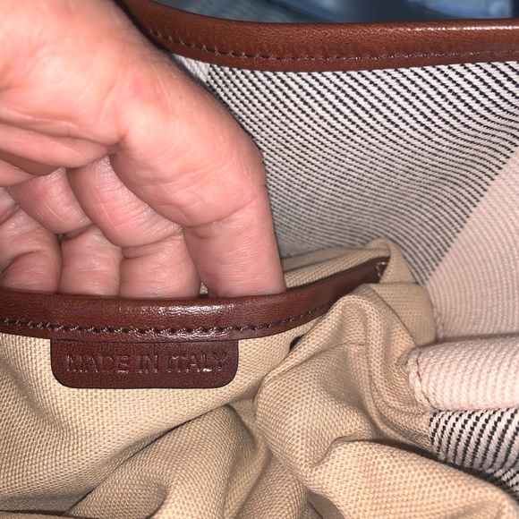 💯Burberry Mega Check Canvas Dark Leather Lowry - Picture 10 of 11